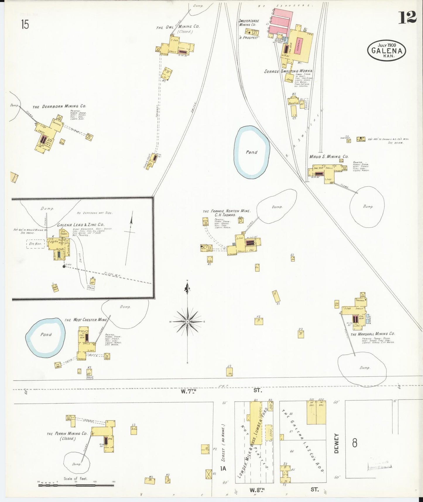 Sanborn Fire Insurance Map from Galena, Cherokee County, Kansas (1900), Sheet #0012 - Complete Map Set gallery image, historic Sanborn map, vintage wall art, Kansas Kansas
