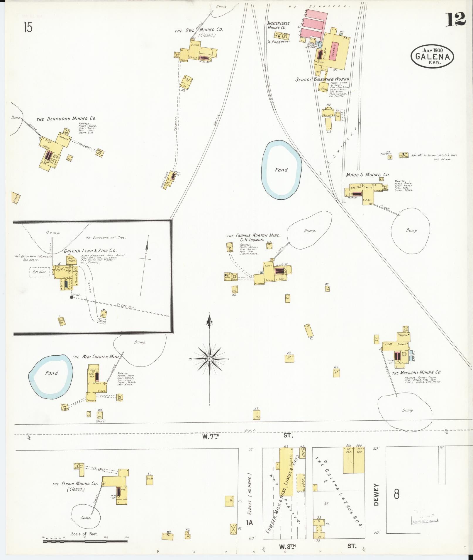 Sanborn Fire Insurance Map from Galena, Cherokee County, Kansas (1900), Sheet #0012 - Complete Map Set gallery image, historic Sanborn map, vintage wall art, Kansas Kansas