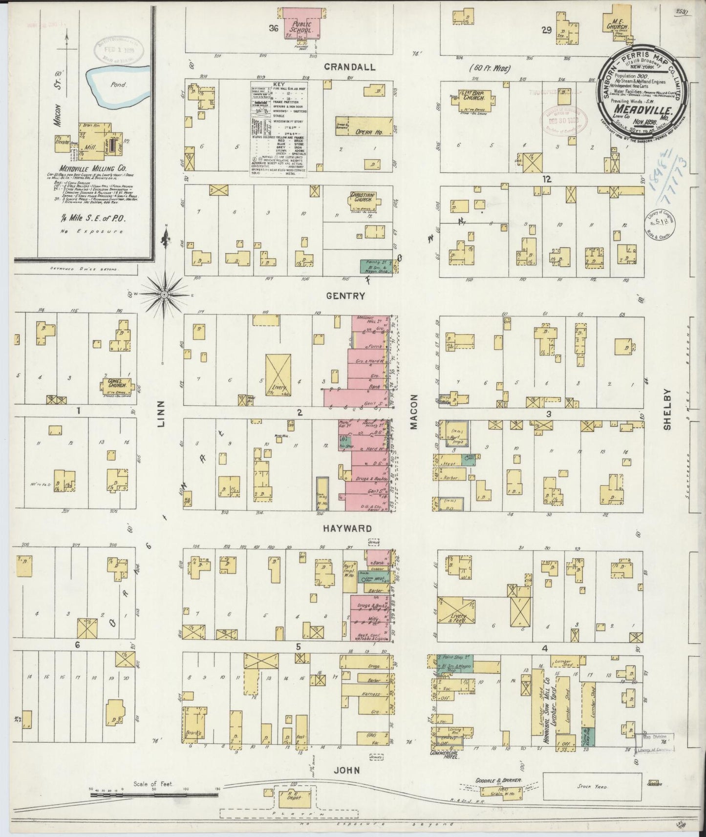 Sanborn Fire Insurance Map from Meadville, Linn County, Missouri (1898), Sheet #0001 - Historic Sanborn Fire Insurance Map Print, vintage old map wall art, antique decor, genealogy gift, Missouri Missouri map