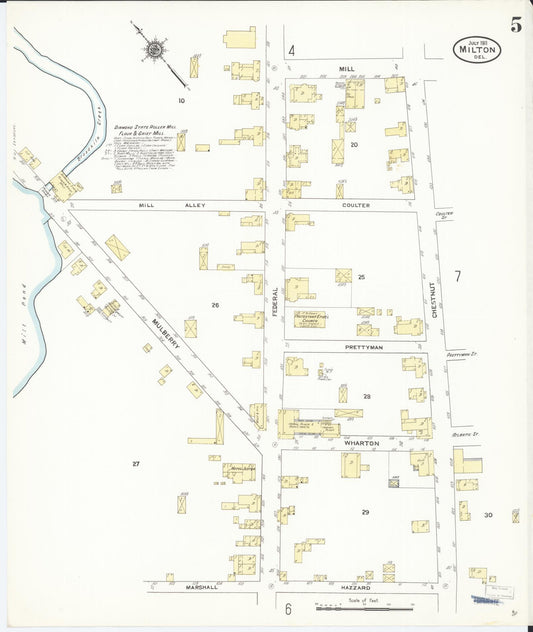 Sanborn Fire Insurance Map from Milton, Sussex County, Delaware (1911), Sheet #0005 - Historic Sanborn Fire Insurance Map Print, vintage old map wall art, antique decor, genealogy gift, Delaware Delaware map