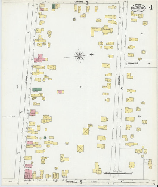 Sanborn Fire Insurance Map from Hamburg, Erie County, New York (1902), Sheet #0004 - Historic Sanborn Fire Insurance Map Print, vintage old map wall art, antique decor, genealogy gift, New York New York map
