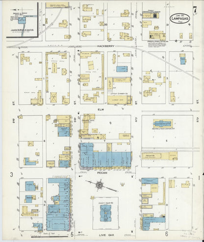 Sanborn Fire Insurance Map from Lampasas, Lampasas County, Texas (1912), Sheet #0007 - Complete Map Set gallery image, historic Sanborn map, vintage wall art, Texas Texas