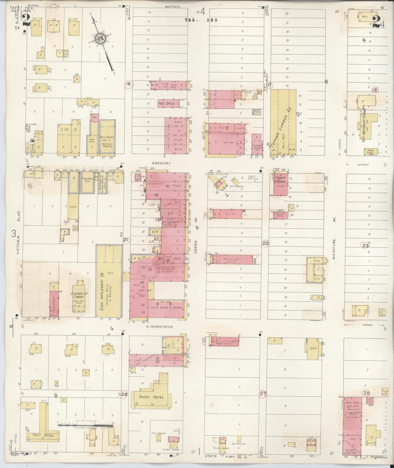 Sanborn Fire Insurance Map from Taft, San Patricio County, Texas (1942), Sheet #0002 - Complete Map Set gallery image, historic Sanborn map, vintage wall art, Texas Texas