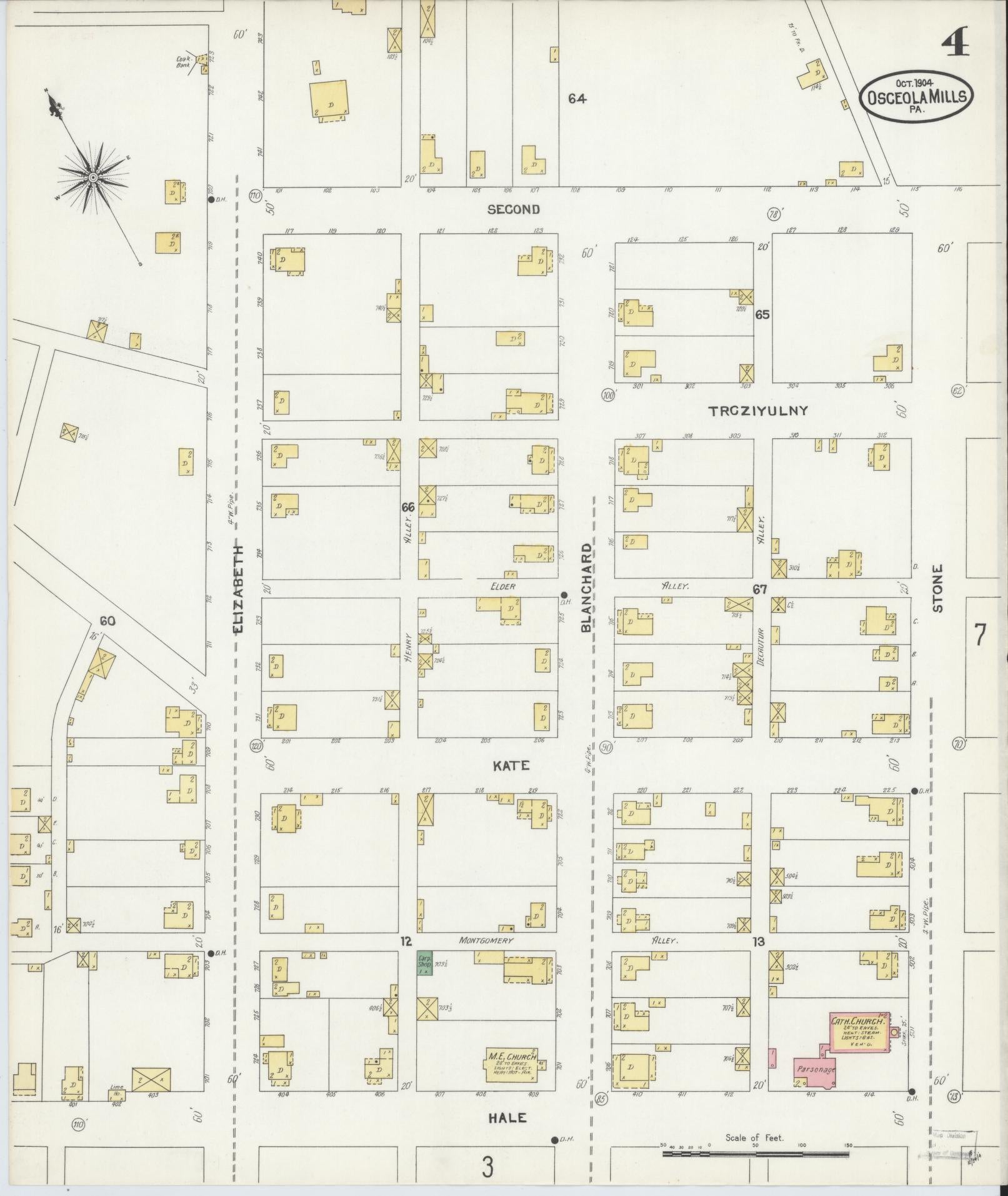 Sanborn Fire Insurance Map from Osceola Mills, Clearfield County, Pennsylvania (1904), Sheet #0004 - Complete Map Set gallery image, historic Sanborn map, vintage wall art, Pennsylvania Pennsylvania