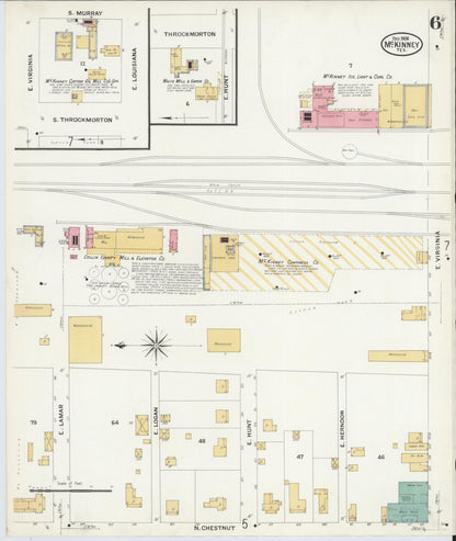 Sanborn Fire Insurance Map from McKinney, Collin County, Texas (1908), Sheet #0006 - Historic Sanborn Fire Insurance Map Print, vintage old map wall art, antique decor, genealogy gift, Texas Texas map