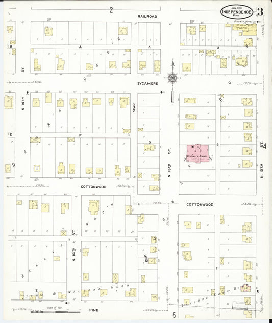 Sanborn Fire Insurance Map from Independence, Montgomery County, Kansas (1910), Sheet #0003 - Historic Sanborn Fire Insurance Map Print, vintage old map wall art, antique decor, genealogy gift, Kansas Kansas map