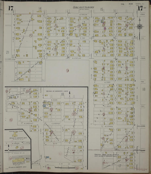 Sanborn Fire Insurance Map from Herrin, Williamson County, Illinois (1947), Sheet #0017 - Historic Sanborn Fire Insurance Map Print, vintage old map wall art, antique decor, genealogy gift, Illinois Illinois map