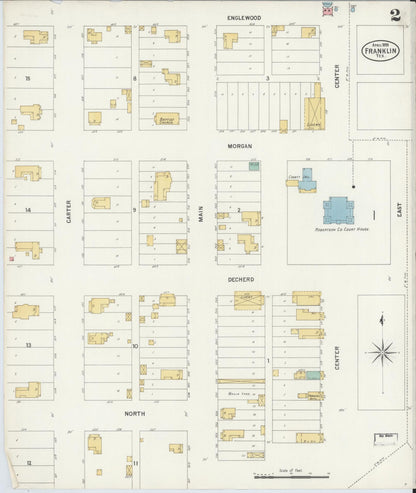 Sanborn Fire Insurance Map from Franklin, Robertson County, Texas (1899), Sheet #0002 - Historic Sanborn Fire Insurance Map Print, vintage old map wall art, antique decor, genealogy gift, Texas Texas map
