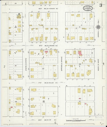 Sanborn Fire Insurance Map from Caney, Montgomery County, Kansas (1917), Sheet #0003 - Complete Map Set gallery image, historic Sanborn map, vintage wall art, Kansas Kansas