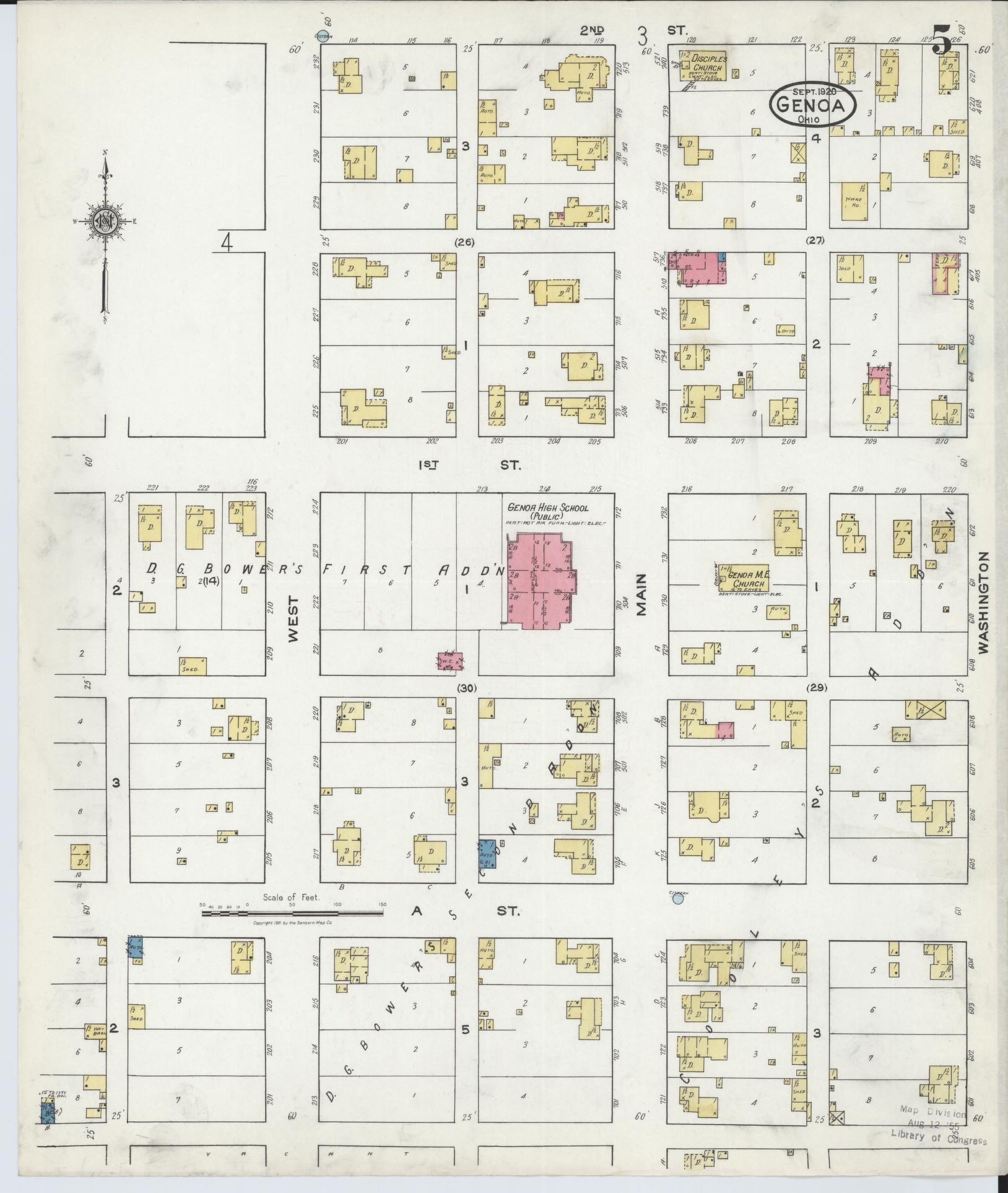 Sanborn Fire Insurance Map from Genoa, Ottawa County, Ohio (1920), Sheet #0005 - Complete Map Set gallery image, historic Sanborn map, vintage wall art, Ohio Ohio