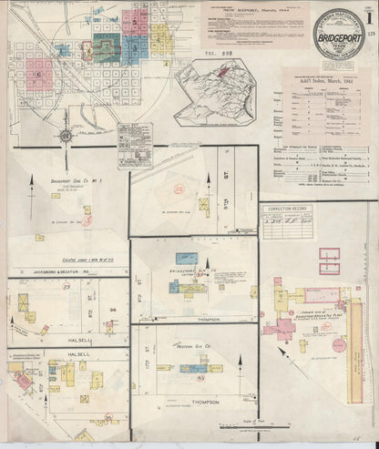 Sanborn Fire Insurance Map from Bridgeport, Wise County, Texas (1944), Sheet #0001 - Historic Sanborn Fire Insurance Map Print, vintage old map wall art, antique decor, genealogy gift, Texas Texas map