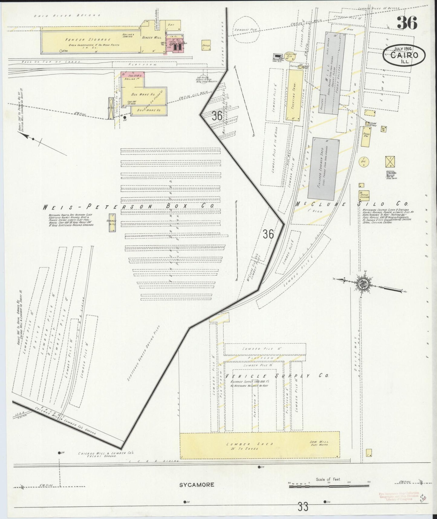 Sanborn Fire Insurance Map from Cairo, Alexander County, Illinois (1914), Sheet #0036 - Complete Map Set gallery image, historic Sanborn map, vintage wall art, Illinois Illinois