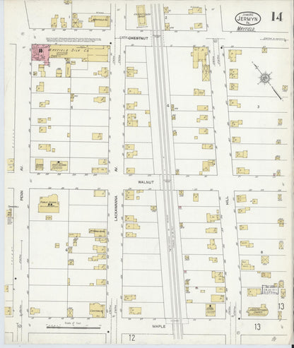 Sanborn Fire Insurance Map from Jermyn, Lackawanna County, Pennsylvania (1912), Sheet #0014 - Complete Map Set gallery image, historic Sanborn map, vintage wall art, Pennsylvania Pennsylvania