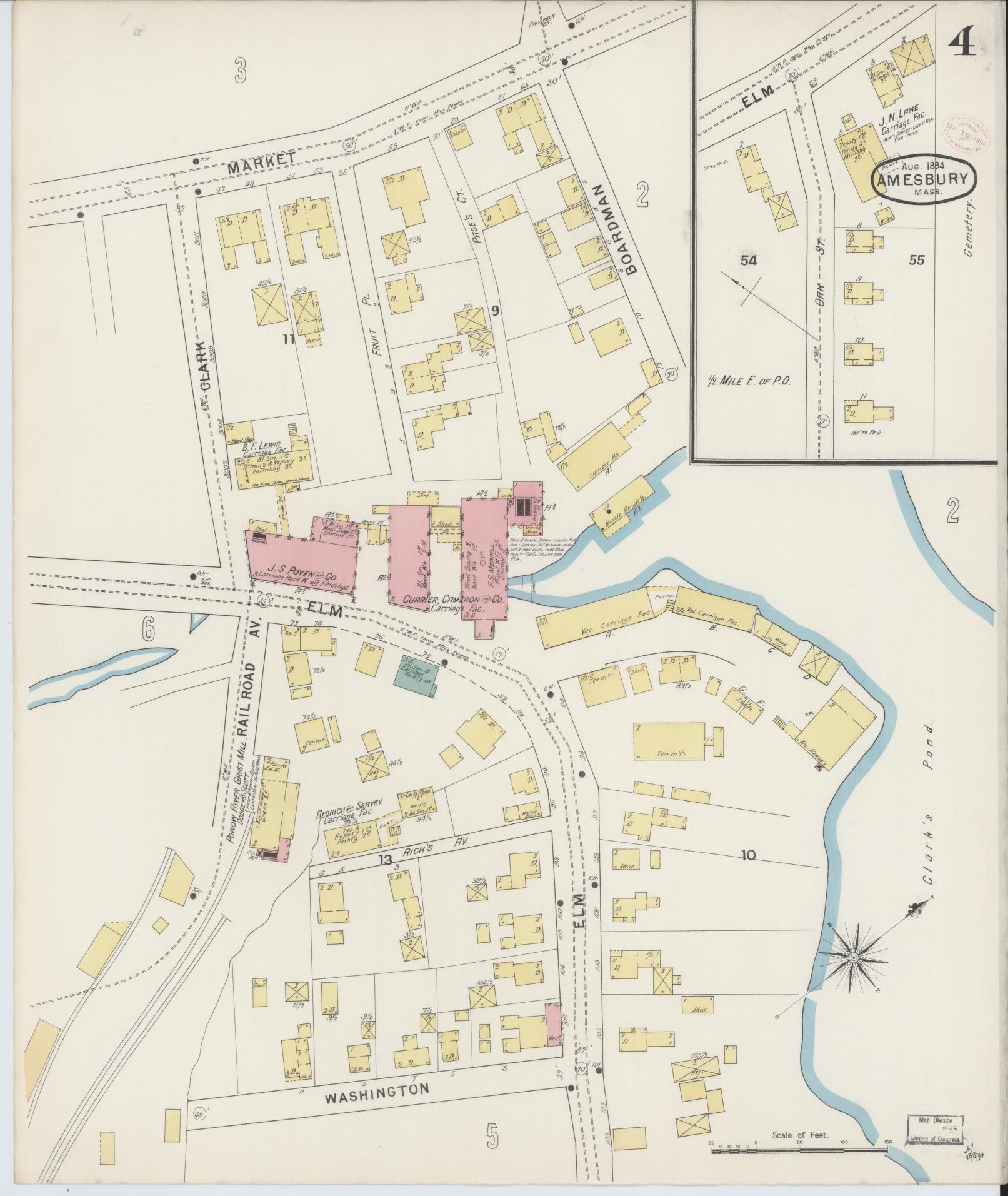 Sanborn Fire Insurance Map from Amesbury, Essex County, Massachusetts (1894), Sheet #0004 - Complete Map Set gallery image, historic Sanborn map, vintage wall art, Massachusetts Massachusetts
