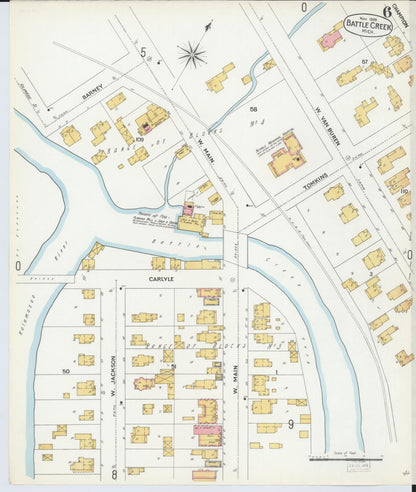 Sanborn Fire Insurance Map from Battle Creek, Calhoun County, Michigan (1899), Sheet #0006 - Complete Map Set gallery image, historic Sanborn map, vintage wall art, Michigan Michigan