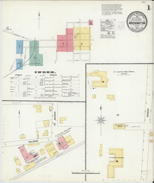 Sanborn Fire Insurance Map from Washington, Wilkes County, Georgia (1903), Sheet #0001 - Complete Map Set gallery image, historic Sanborn map, vintage wall art, Washington Washington