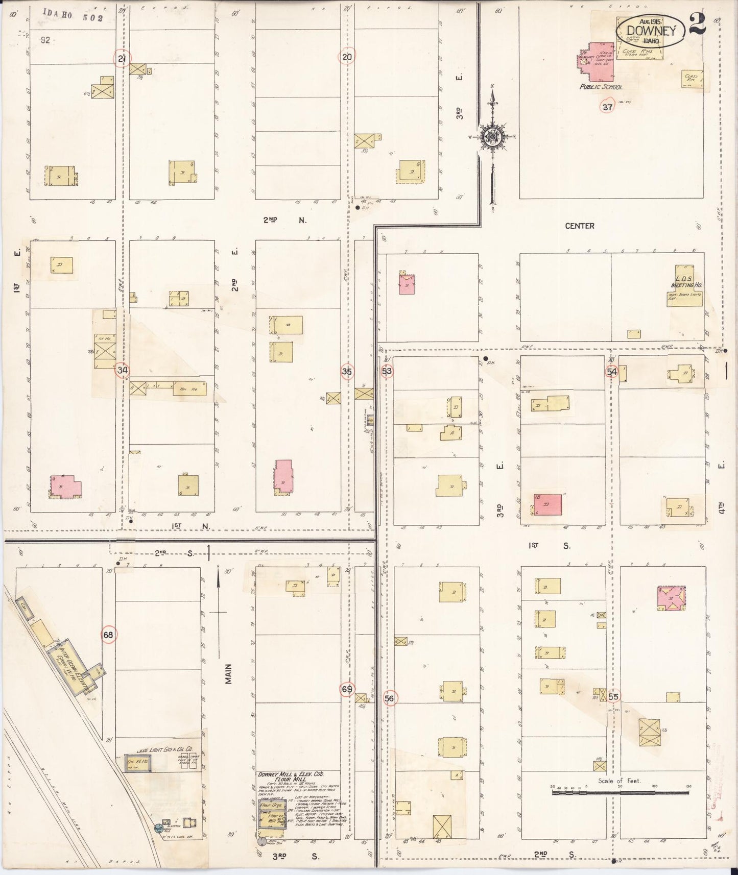Sanborn Fire Insurance Map from Downey, Bannock County, Idaho (1929), Sheet #0002 - Complete Map Set gallery image, historic Sanborn map, vintage wall art, Idaho Idaho