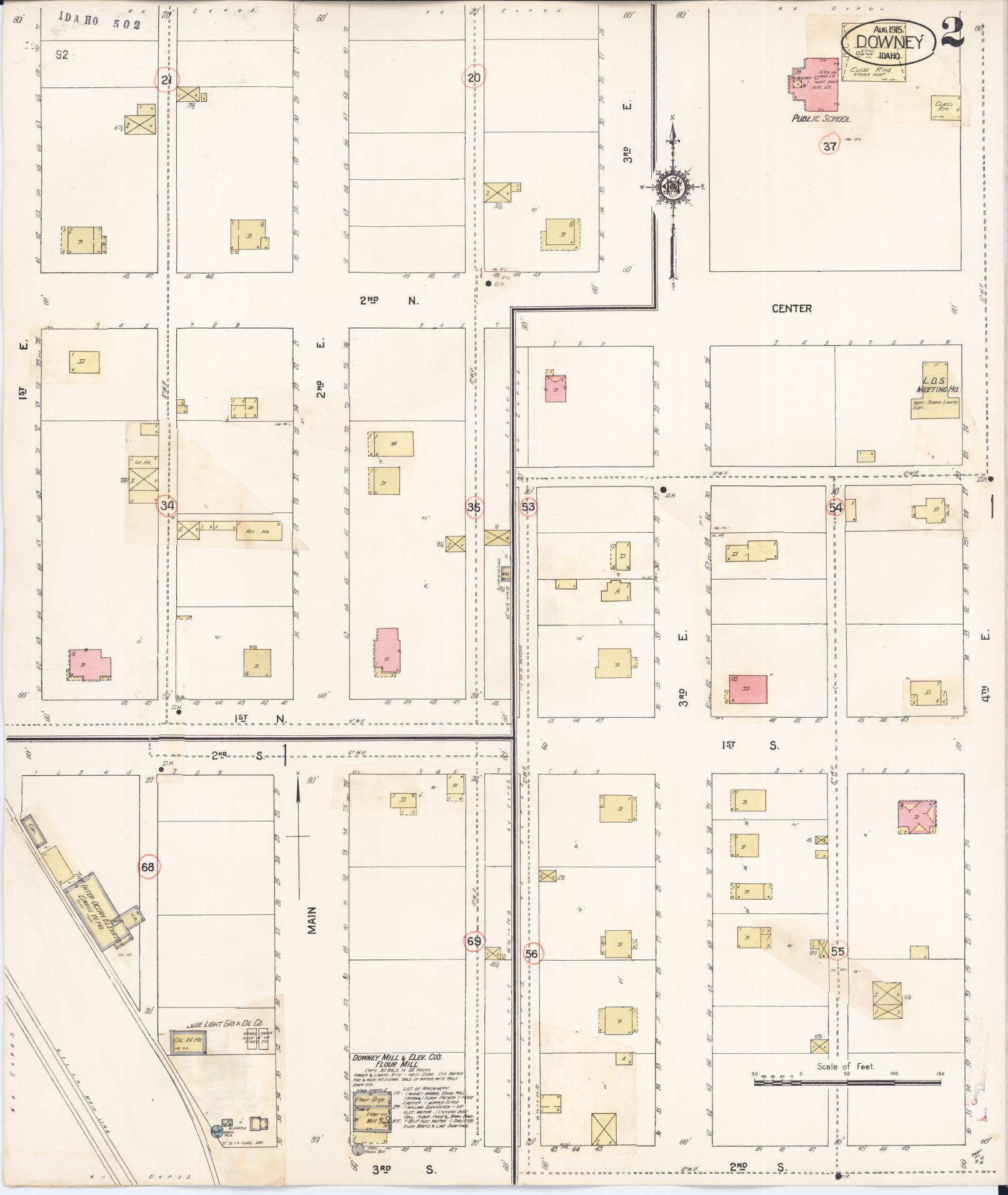 Sanborn Fire Insurance Map from Downey, Bannock County, Idaho (1929), Sheet #0002 - Complete Map Set gallery image, historic Sanborn map, vintage wall art, Idaho Idaho