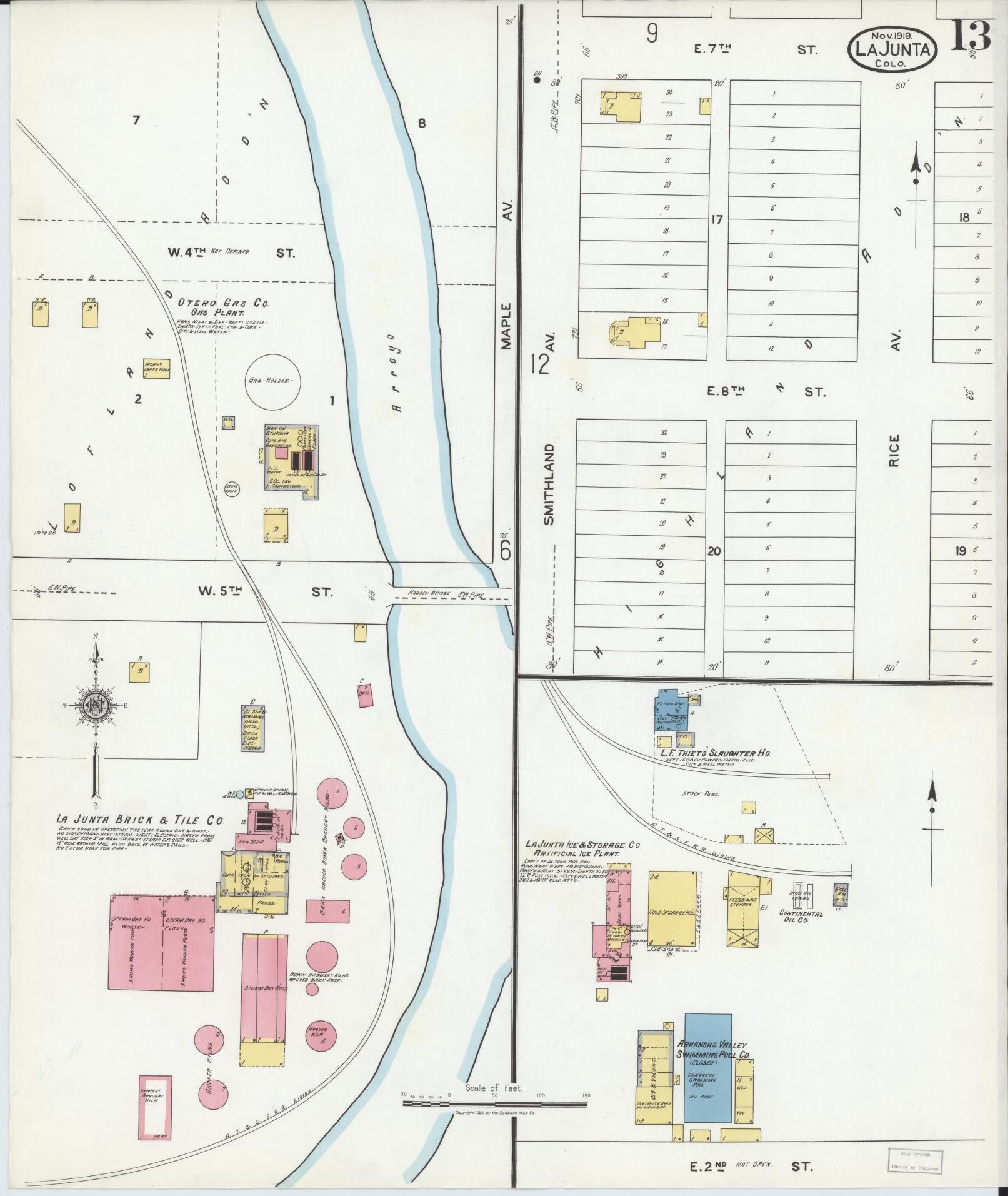 Sanborn Fire Insurance Map from La Junta, Otero County, Colorado (1919), Sheet #0013 - Complete Map Set gallery image, historic Sanborn map, vintage wall art, Colorado Colorado