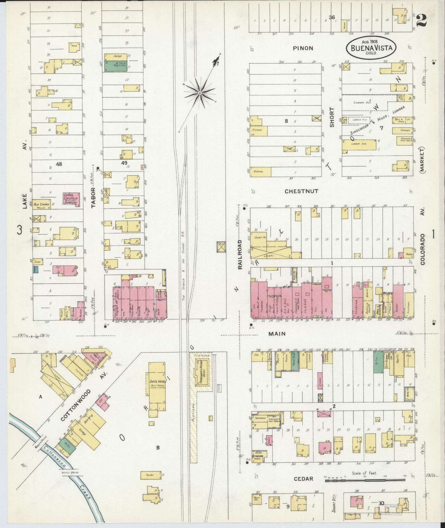 Sanborn Fire Insurance Map from Buena Vista, Chaffee County, Colorado (1908), Sheet #0002 - Complete Map Set gallery image, historic Sanborn map, vintage wall art, Colorado Colorado