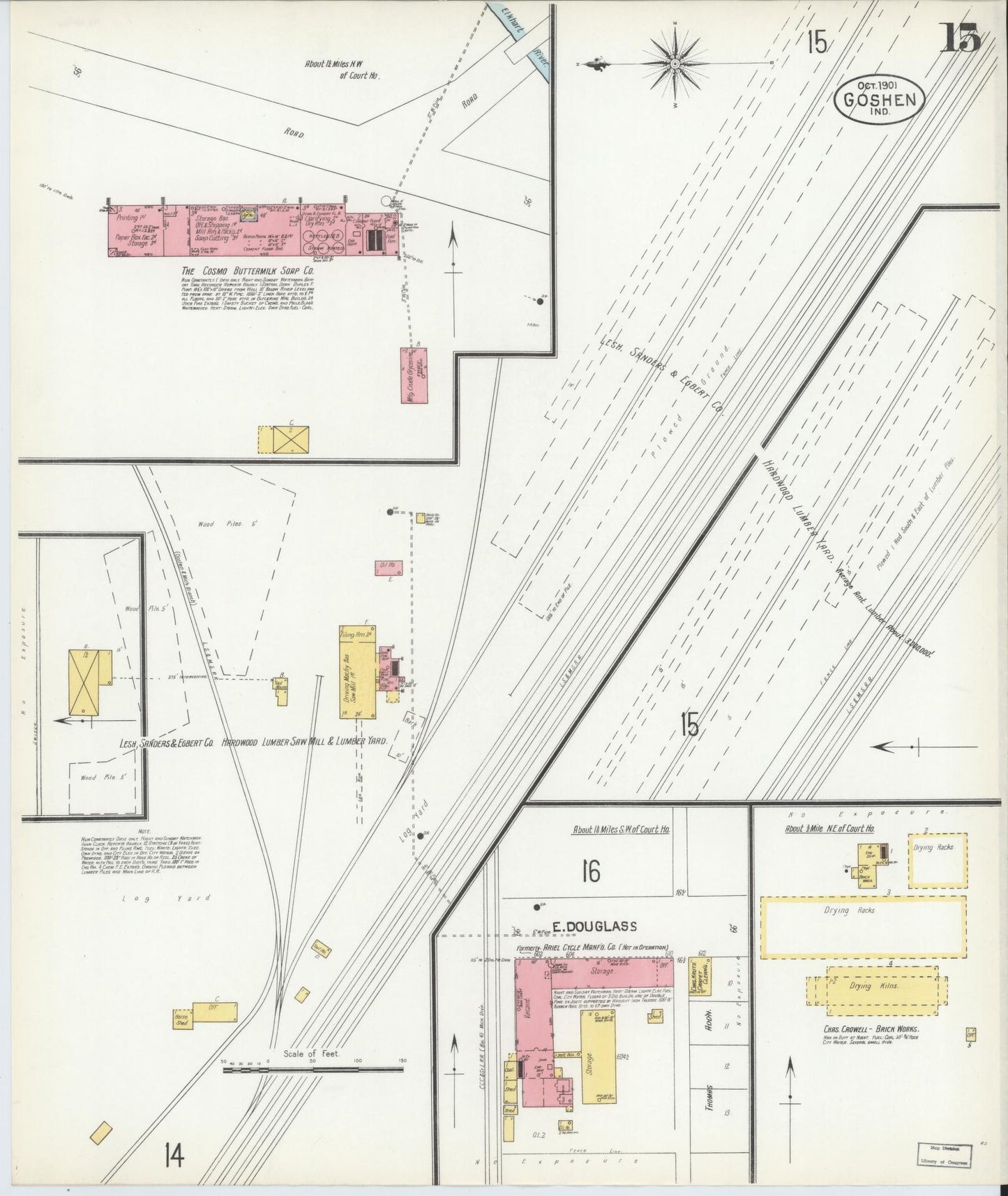 Sanborn Fire Insurance Map from Goshen, Elkhart County, Indiana (1901), Sheet #0015 - Complete Map Set gallery image, historic Sanborn map, vintage wall art, Indiana Indiana