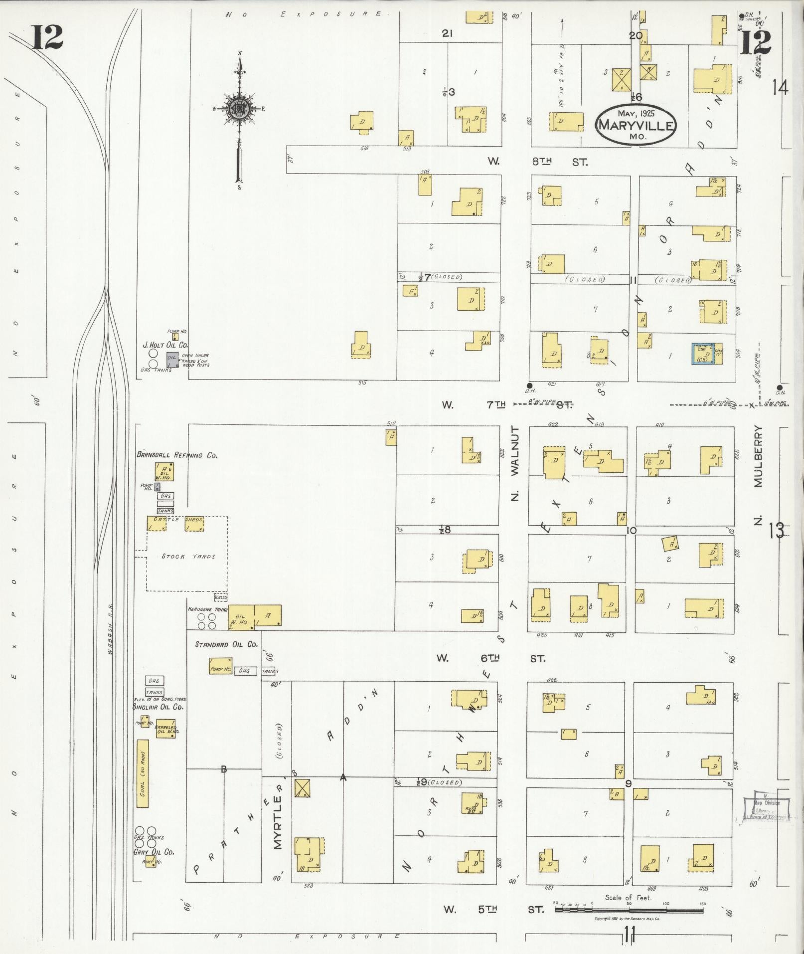 Sanborn Fire Insurance Map from Maryville, Nodaway County, Missouri (1925), Sheet #0012 - Complete Map Set gallery image, historic Sanborn map, vintage wall art, Missouri Missouri