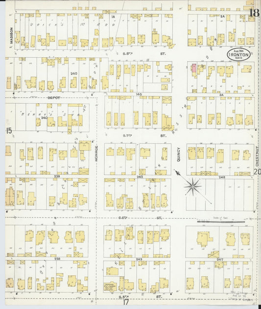 Sanborn Fire Insurance Map from Ironton, Lawrence County, Ohio (1904), Sheet #0018 - Historic Sanborn Fire Insurance Map Print, vintage old map wall art, antique decor, genealogy gift, Ohio Ohio map
