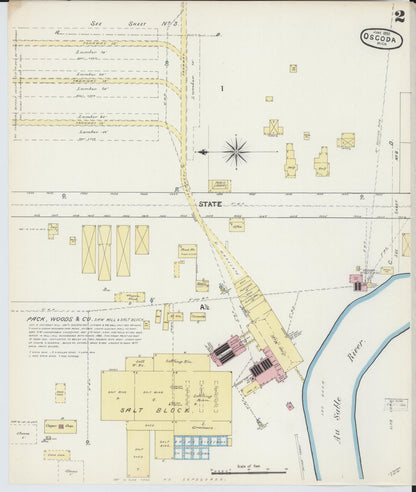 Sanborn Fire Insurance Map from Oscoda, Iosco County, Michigan (1890), Sheet #0002 - Historic Sanborn Fire Insurance Map Print, vintage old map wall art, antique decor, genealogy gift, Michigan Michigan map