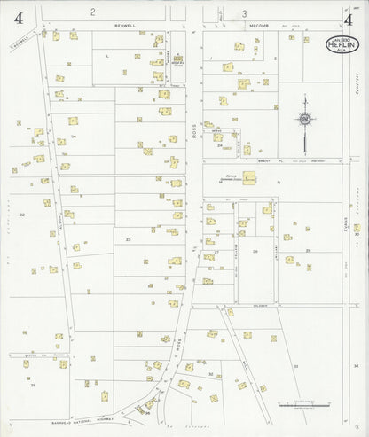 Sanborn Fire Insurance Map from Heflin, Cleburne County, Alabama (1930), Sheet #0004 - Complete Map Set gallery image, historic Sanborn map, vintage wall art, Alabama Alabama