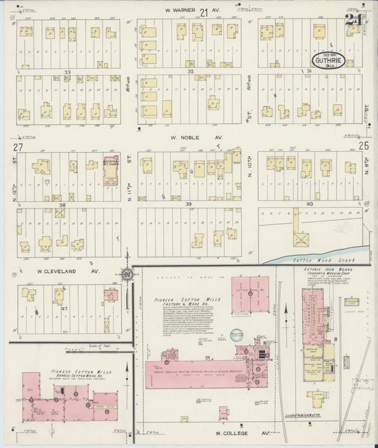 Sanborn Fire Insurance Map from Guthrie, Logan County, Oklahoma (1914), Sheet #0024 - Historic Sanborn Fire Insurance Map Print, vintage old map wall art, antique decor, genealogy gift, Oklahoma Oklahoma map