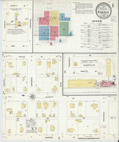 Sanborn Fire Insurance Map from Wynnewood, Garvin County, Oklahoma (1908), Sheet #0001 - Complete Map Set gallery image, historic Sanborn map, vintage wall art, Oklahoma Oklahoma
