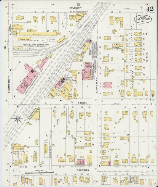 Sanborn Fire Insurance Map from Galesburg, Knox County, Illinois (1898), Sheet #0012 - Historic Sanborn Fire Insurance Map Print, vintage old map wall art, antique decor, genealogy gift, Illinois Illinois map