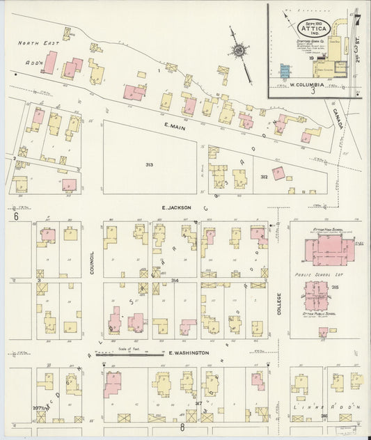 Sanborn Fire Insurance Map from Attica, Fountain County, Indiana (1910), Sheet #0007 - Historic Sanborn Fire Insurance Map Print, vintage old map wall art, antique decor, genealogy gift, Indiana Indiana map