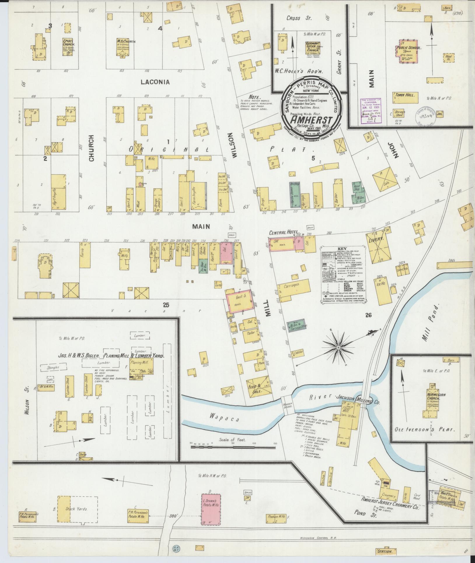 Amherst, Portage County, Wisconsin (1901) – Sanborn Fire Insurance Map – Map View