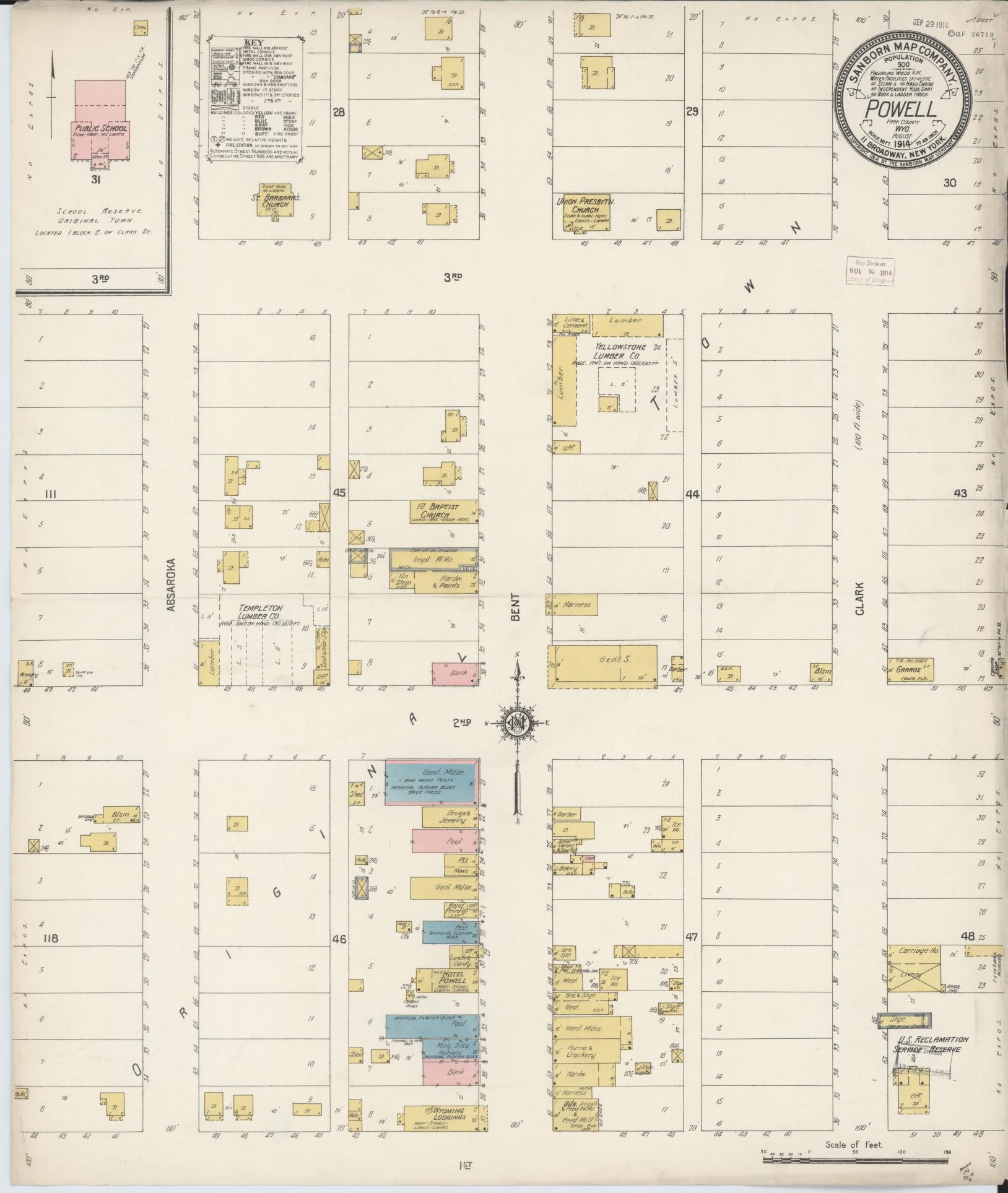 Sanborn Fire Insurance Map from Powell, Park County, Wyoming. (1914) – Historic Sanborn Fire Insurance Map Print