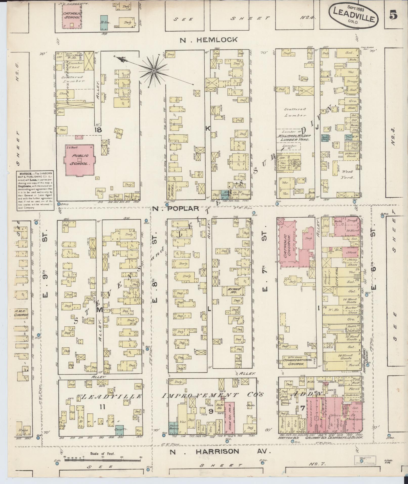 Sanborn Fire Insurance Map from Leadville, Lake County, Colorado (1883), Sheet #0005 - Complete Map Set gallery image, historic Sanborn map, vintage wall art, Colorado Colorado