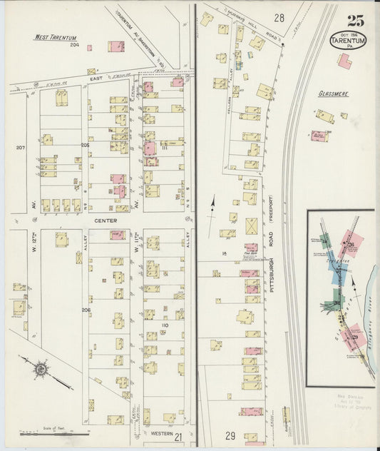 Sanborn Fire Insurance Map from Tarentum, Allegheny County, Pennsylvania (1914), Sheet #0025 - Historic Sanborn Fire Insurance Map Print, vintage old map wall art, antique decor, genealogy gift, Pennsylvania Pennsylvania map