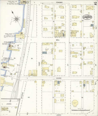 Sanborn Fire Insurance Map from Edmunds, Snohomish County, Washington (1909), Sheet #0002 - Complete Map Set gallery image, historic Sanborn map, vintage wall art, Washington Washington
