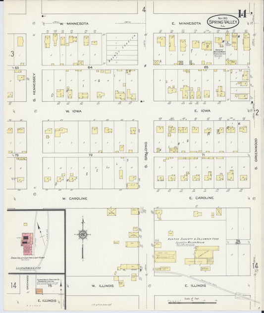 Sanborn Fire Insurance Map from Spring Valley, Bureau County, Illinois (1913), Sheet #0014 - Historic Sanborn Fire Insurance Map Print, vintage old map wall art, antique decor, genealogy gift, Illinois Illinois map