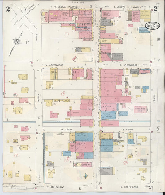 Sanborn Fire Insurance Map from Del Rio, Val Verde County, Texas (1948), Sheet #0002 - Historic Sanborn Fire Insurance Map Print, vintage old map wall art, antique decor, genealogy gift, Texas Texas map