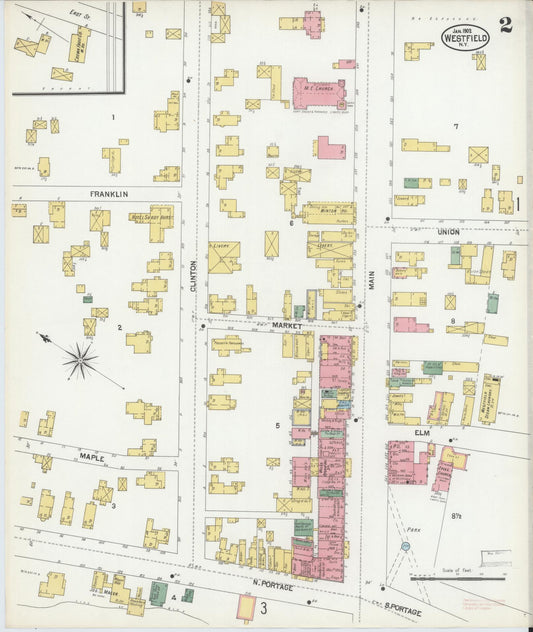 Sanborn Fire Insurance Map from Westfield, Chautauqua County, New York (1902), Sheet #0002 - Historic Sanborn Fire Insurance Map Print, vintage old map wall art, antique decor, genealogy gift, New York New York map