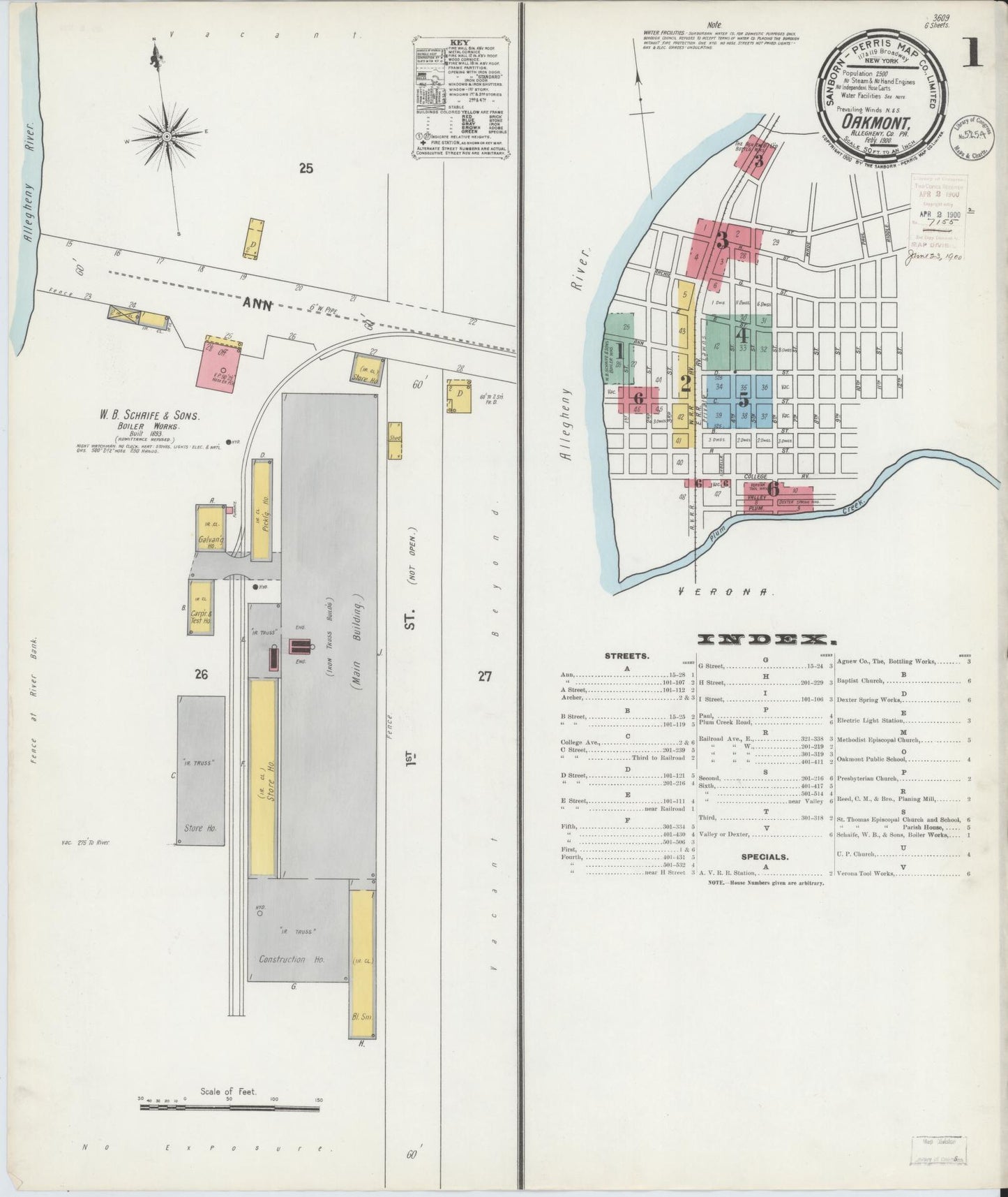 Sanborn Fire Insurance Map from Oakmont, Allegheny County, Pennsylvania (1900), Sheet #0001 - Complete Map Set gallery image, historic Sanborn map, vintage wall art, Pennsylvania Pennsylvania