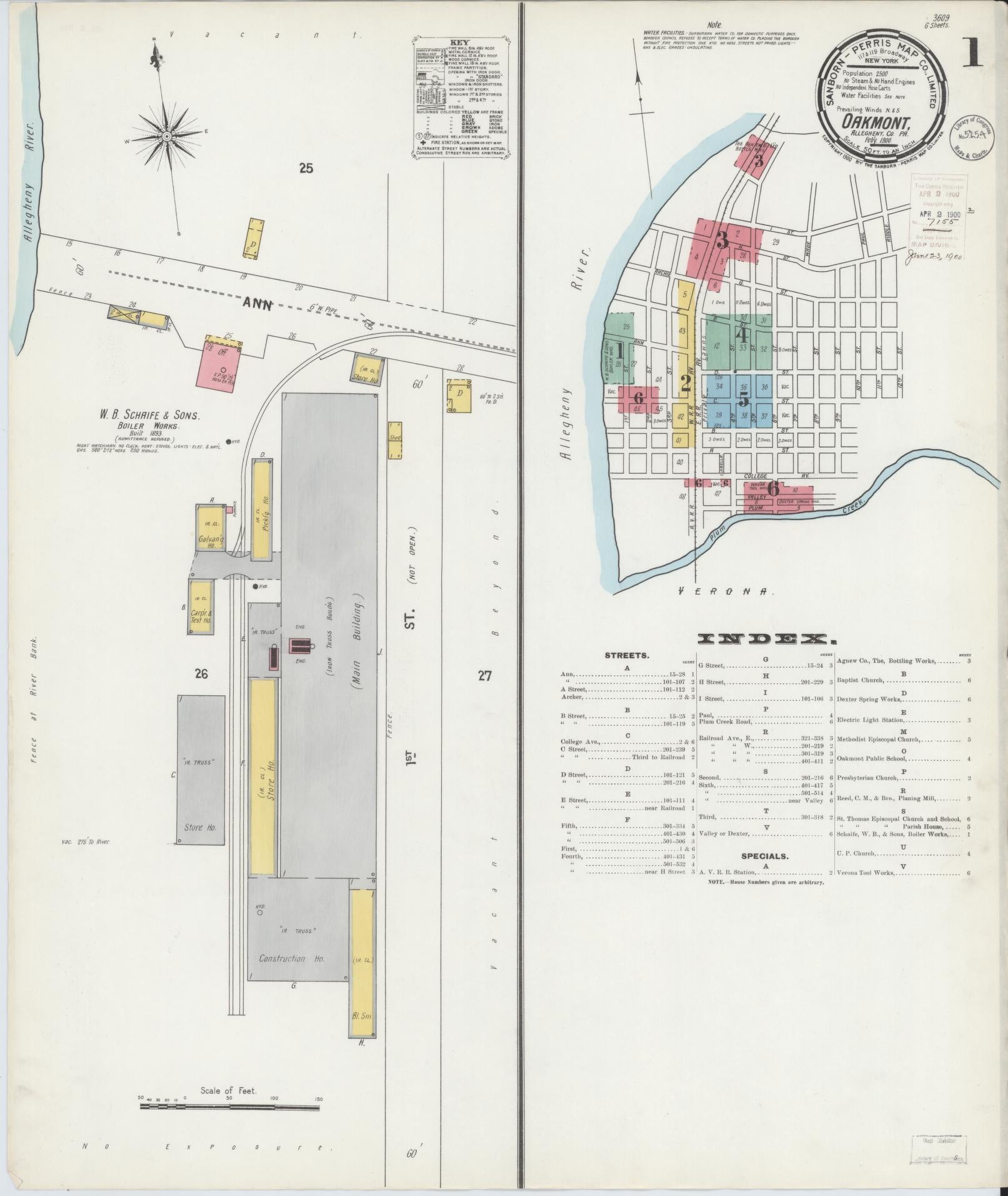 Sanborn Fire Insurance Map from Oakmont, Allegheny County, Pennsylvania (1900), Sheet #0001 - Complete Map Set gallery image, historic Sanborn map, vintage wall art, Pennsylvania Pennsylvania