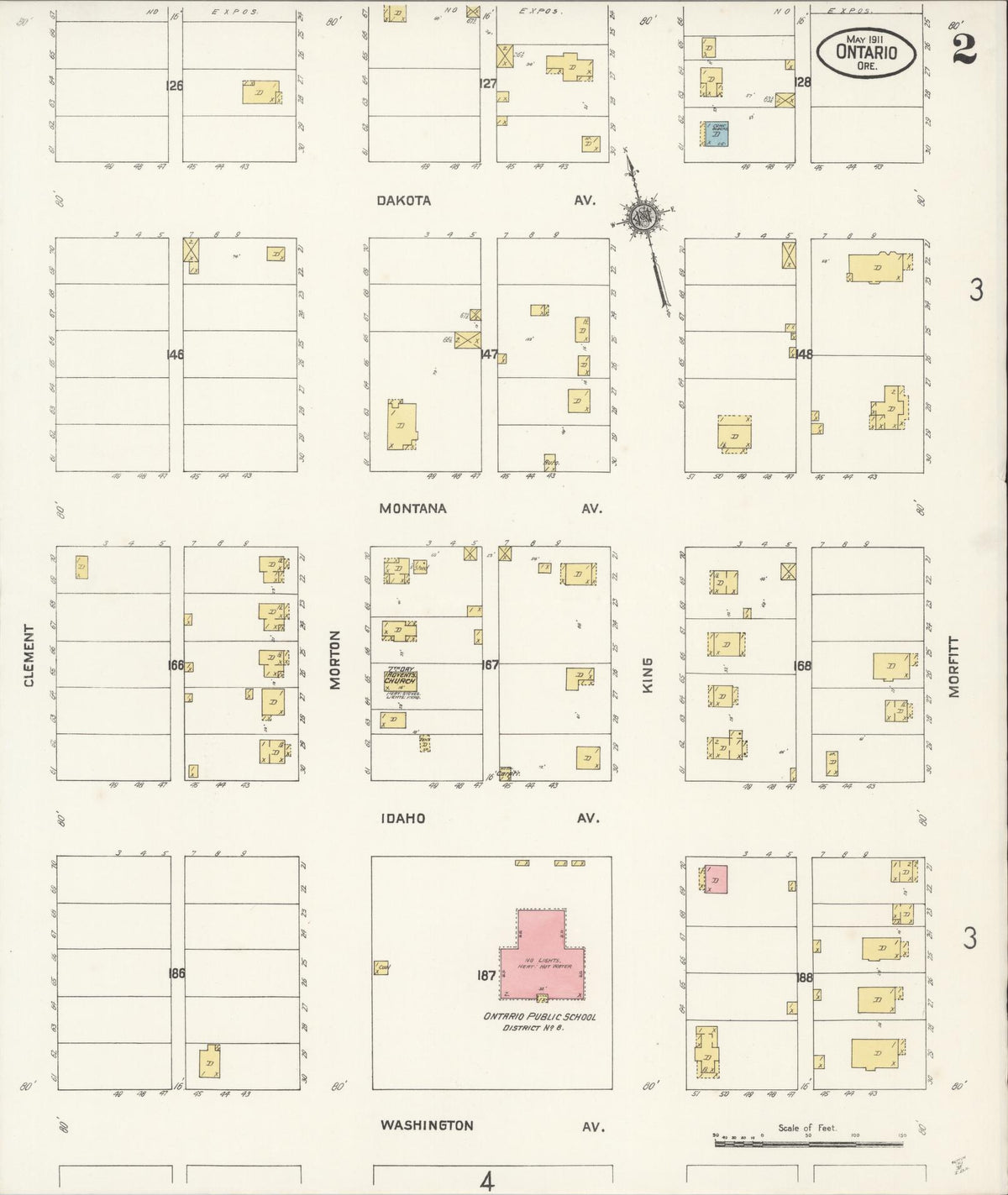 Sanborn Fire Insurance Map from Ontario, Malheur County, Oregon (1911), Sheet #0002 - Historic Sanborn Fire Insurance Map Print, vintage old map wall art, antique decor, genealogy gift, Oregon Oregon map