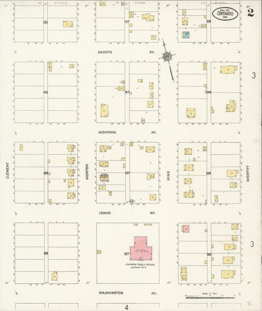 Sanborn Fire Insurance Map from Ontario, Malheur County, Oregon (1911), Sheet #0002 - Historic Sanborn Fire Insurance Map Print, vintage old map wall art, antique decor, genealogy gift, Oregon Oregon map