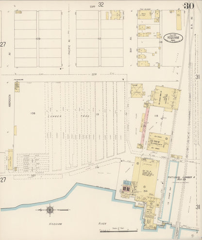 Sanborn Fire Insurance Map from Hoquiam, Grays Harbor County, Washington (1916), Sheet #0030 - Complete Map Set gallery image, historic Sanborn map, vintage wall art, Washington Washington