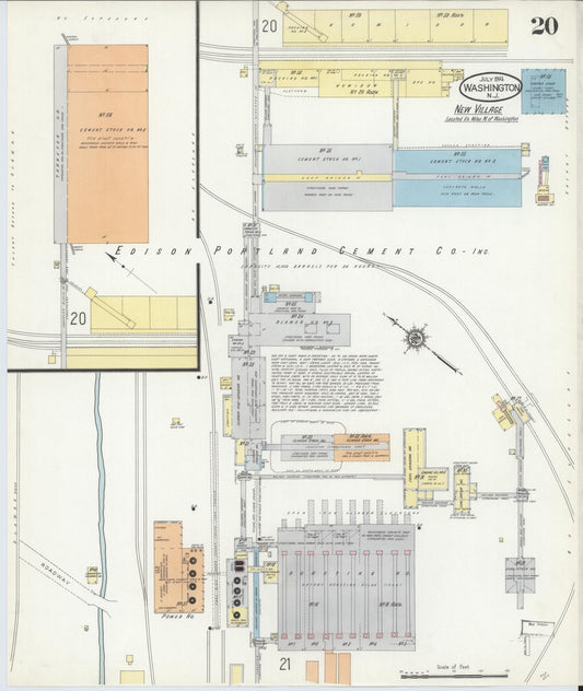 Sanborn Fire Insurance Map from Washington, Warren County, New Jersey (1914), Sheet #0020 - Historic Sanborn Fire Insurance Map Print, vintage old map wall art, antique decor, genealogy gift, Washington Washington map