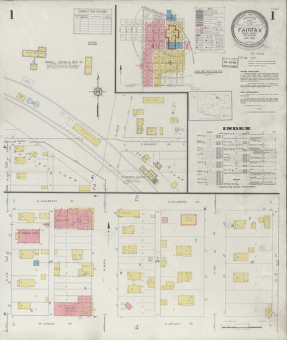 Sanborn Fire Insurance Map from Fairfax, Osage County, Oklahoma (1933), Sheet #0001 - Complete Map Set gallery image, historic Sanborn map, vintage wall art, Oklahoma Oklahoma