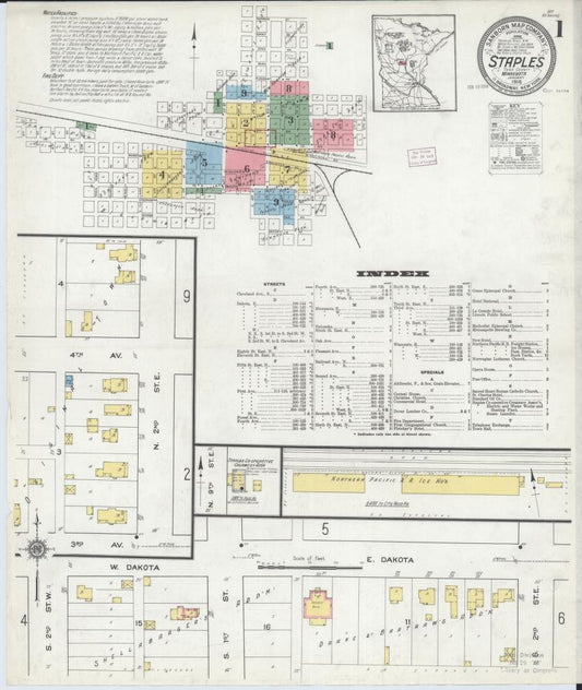 Sanborn Fire Insurance Map from Staples, Todd County, Minnesota. (1916) – Map View