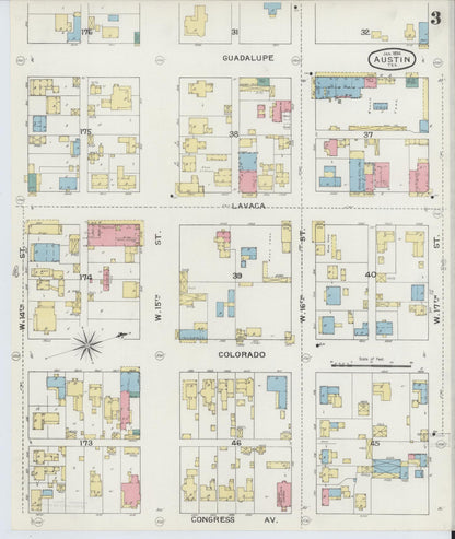 Sanborn Fire Insurance Map from Austin, Travis County, Texas (1894), Sheet #0003 - Complete Map Set gallery image, historic Sanborn map, vintage wall art, Texas Texas